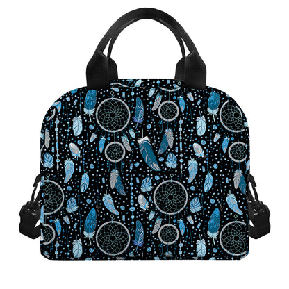 Blue Native Dream Catcher Pattern Print Insulated Lunch Bag