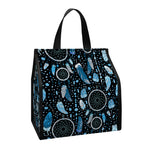 Blue Native Dream Catcher Pattern Print Insulated Lunch Tote