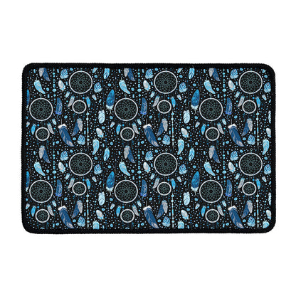 Blue Native Dream Catcher Pattern Print Kitchen Mat