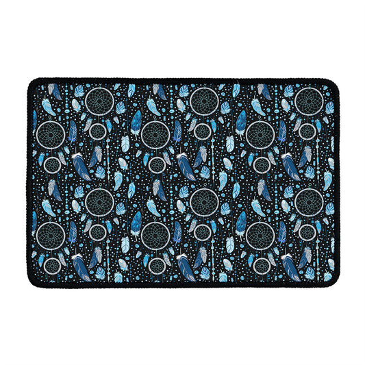 Blue Native Dream Catcher Pattern Print Kitchen Mat