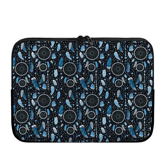 Blue Native Dream Catcher Pattern Print Laptop Sleeve