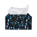 Blue Native Dream Catcher Pattern Print Leather Tissue Box Cover