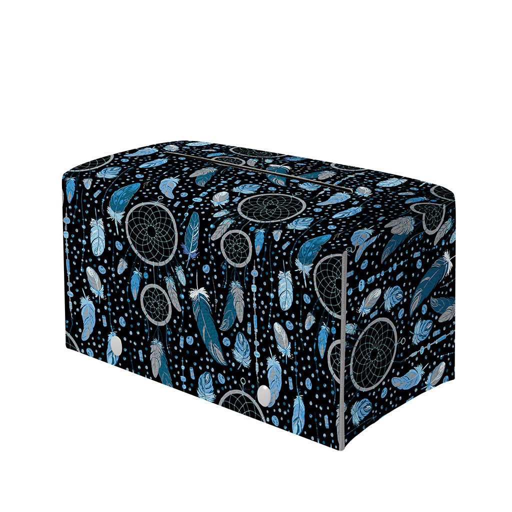Blue Native Dream Catcher Pattern Print Leather Tissue Box Cover