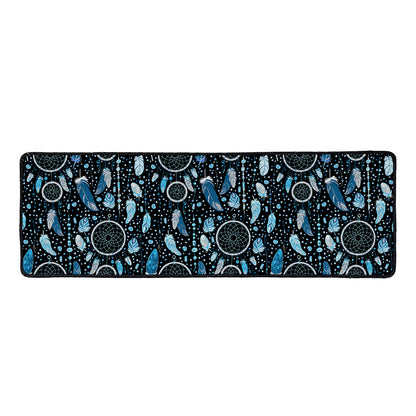 Blue Native Dream Catcher Pattern Print Long Kitchen Mat