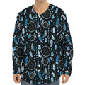 Blue Native Dream Catcher Pattern Print Long Sleeve Baseball Jersey