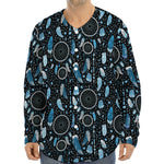 Blue Native Dream Catcher Pattern Print Long Sleeve Baseball Jersey