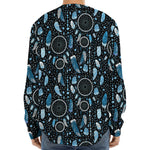 Blue Native Dream Catcher Pattern Print Long Sleeve Baseball Jersey