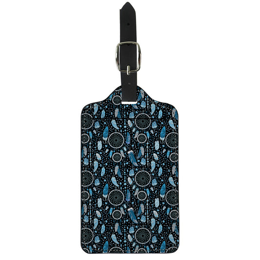 Blue Native Dream Catcher Pattern Print Luggage Tag