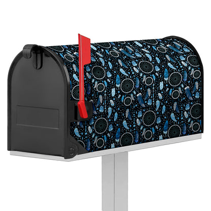 Blue Native Dream Catcher Pattern Print Mailbox Cover