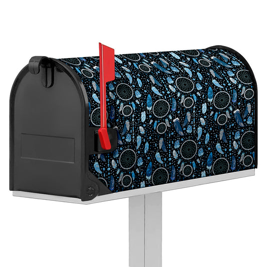 Blue Native Dream Catcher Pattern Print Mailbox Cover