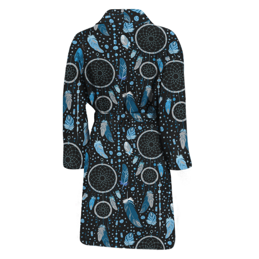 Blue Native Dream Catcher Pattern Print Men's Bathrobe