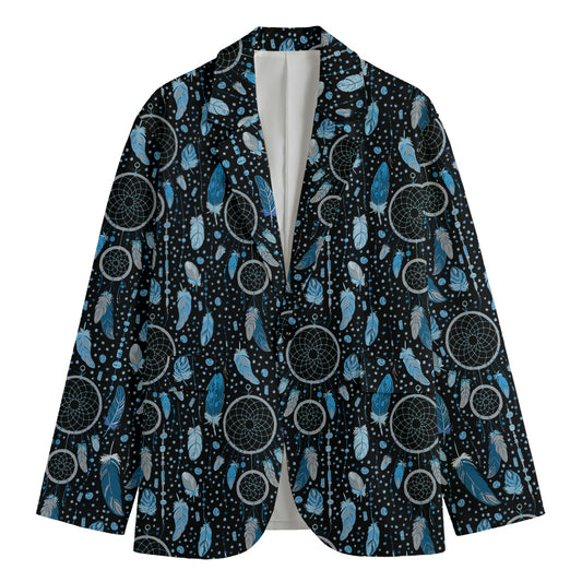 Blue Native Dream Catcher Pattern Print Men's Blazer