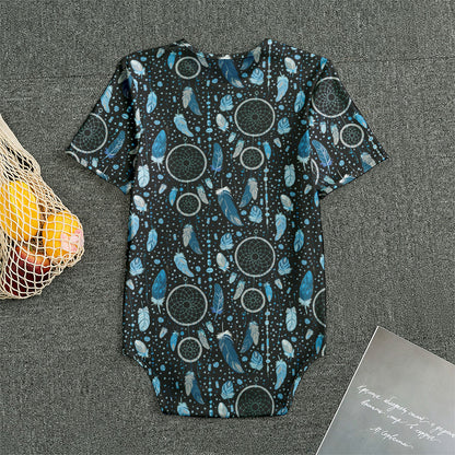 Blue Native Dream Catcher Pattern Print Men's Bodysuit