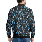 Blue Native Dream Catcher Pattern Print Men's Bomber Jacket