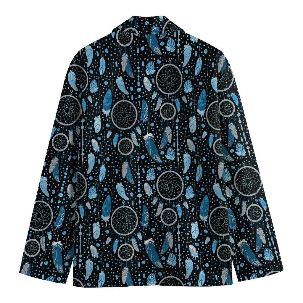 Blue Native Dream Catcher Pattern Print Men's Cotton Blazer