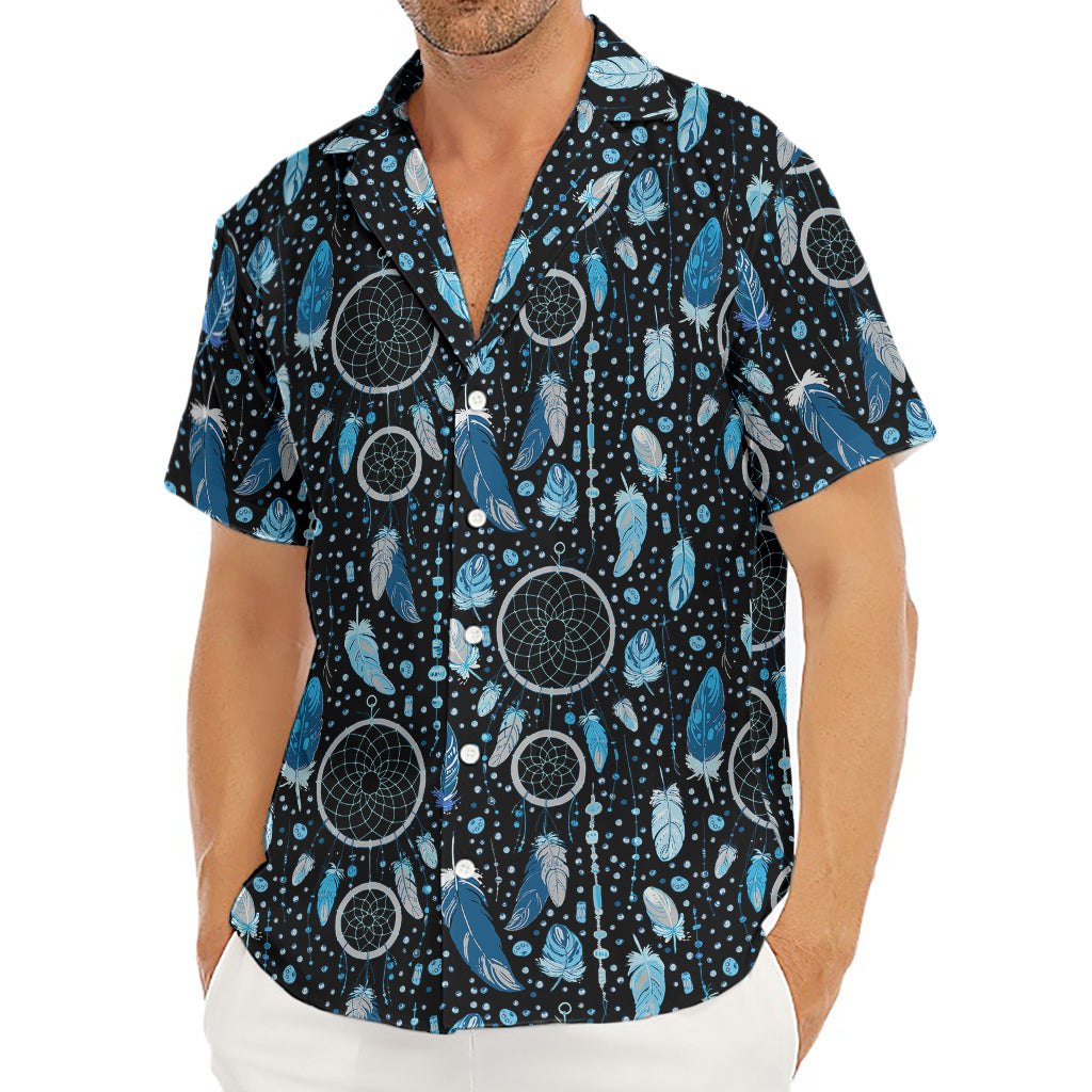Blue Native Dream Catcher Pattern Print Men's Deep V-Neck Shirt