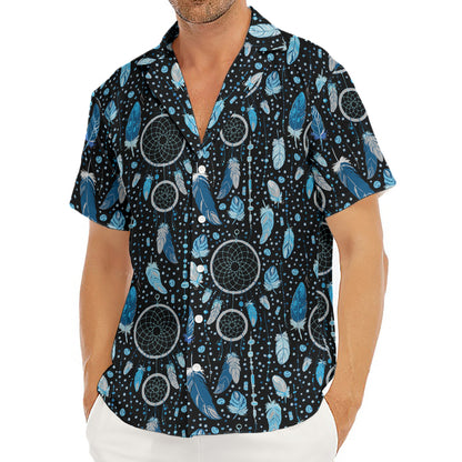 Blue Native Dream Catcher Pattern Print Men's Deep V-Neck Shirt