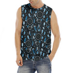 Blue Native Dream Catcher Pattern Print Men's Fitness Tank Top