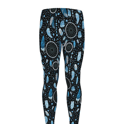 Blue Native Dream Catcher Pattern Print Men's leggings