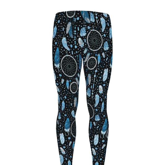 Blue Native Dream Catcher Pattern Print Men's leggings