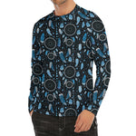 Blue Native Dream Catcher Pattern Print Men's Long Sleeve Rash Guard