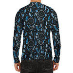 Blue Native Dream Catcher Pattern Print Men's Long Sleeve Rash Guard