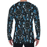 Blue Native Dream Catcher Pattern Print Men's Long Sleeve T-Shirt