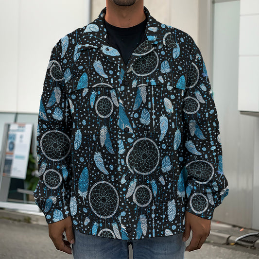 Blue Native Dream Catcher Pattern Print Men's Shirt Jacket