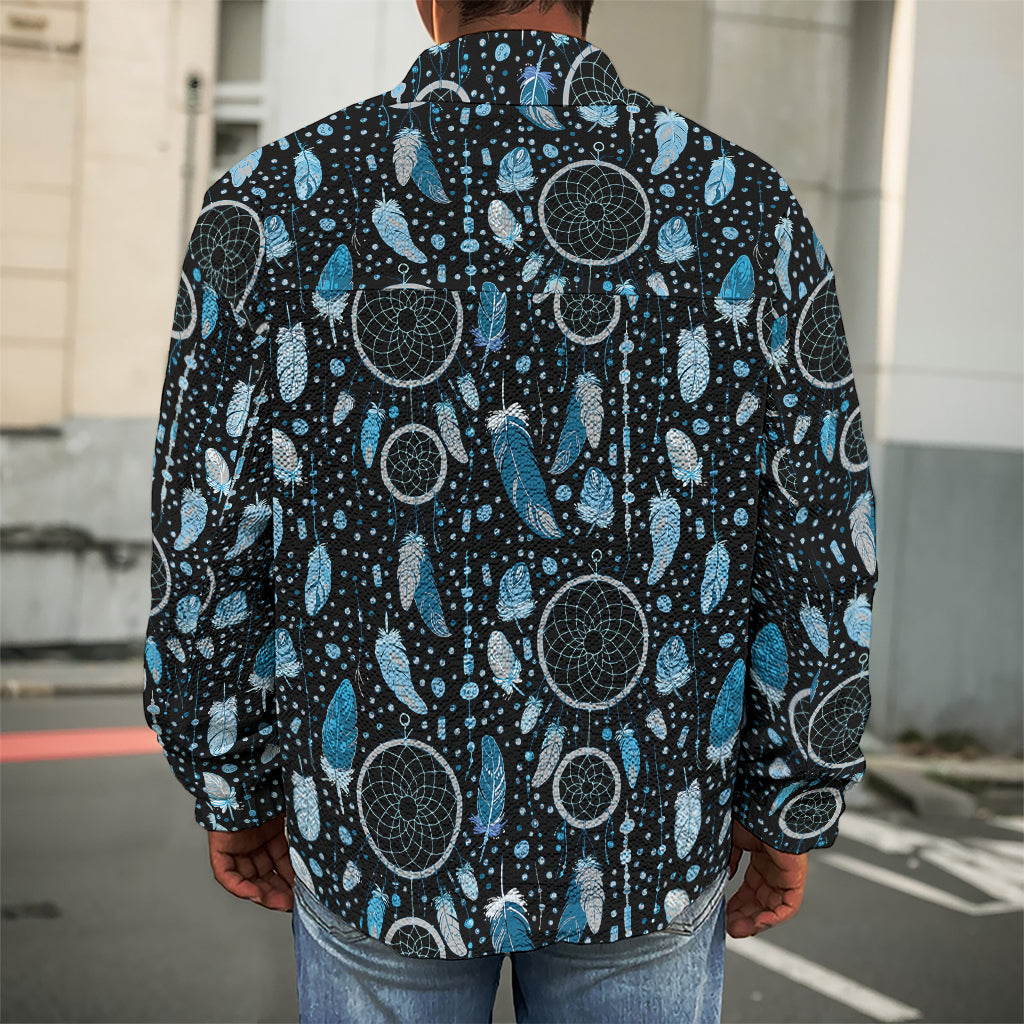 Blue Native Dream Catcher Pattern Print Men's Shirt Jacket