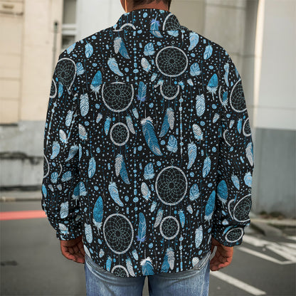 Blue Native Dream Catcher Pattern Print Men's Shirt Jacket