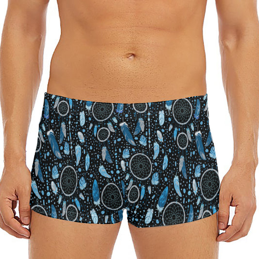 Blue Native Dream Catcher Pattern Print Men's Short Boxer Briefs