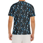 Blue Native Dream Catcher Pattern Print Men's Short Sleeve Rash Guard