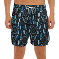 Blue Native Dream Catcher Pattern Print Men's Split Running Shorts