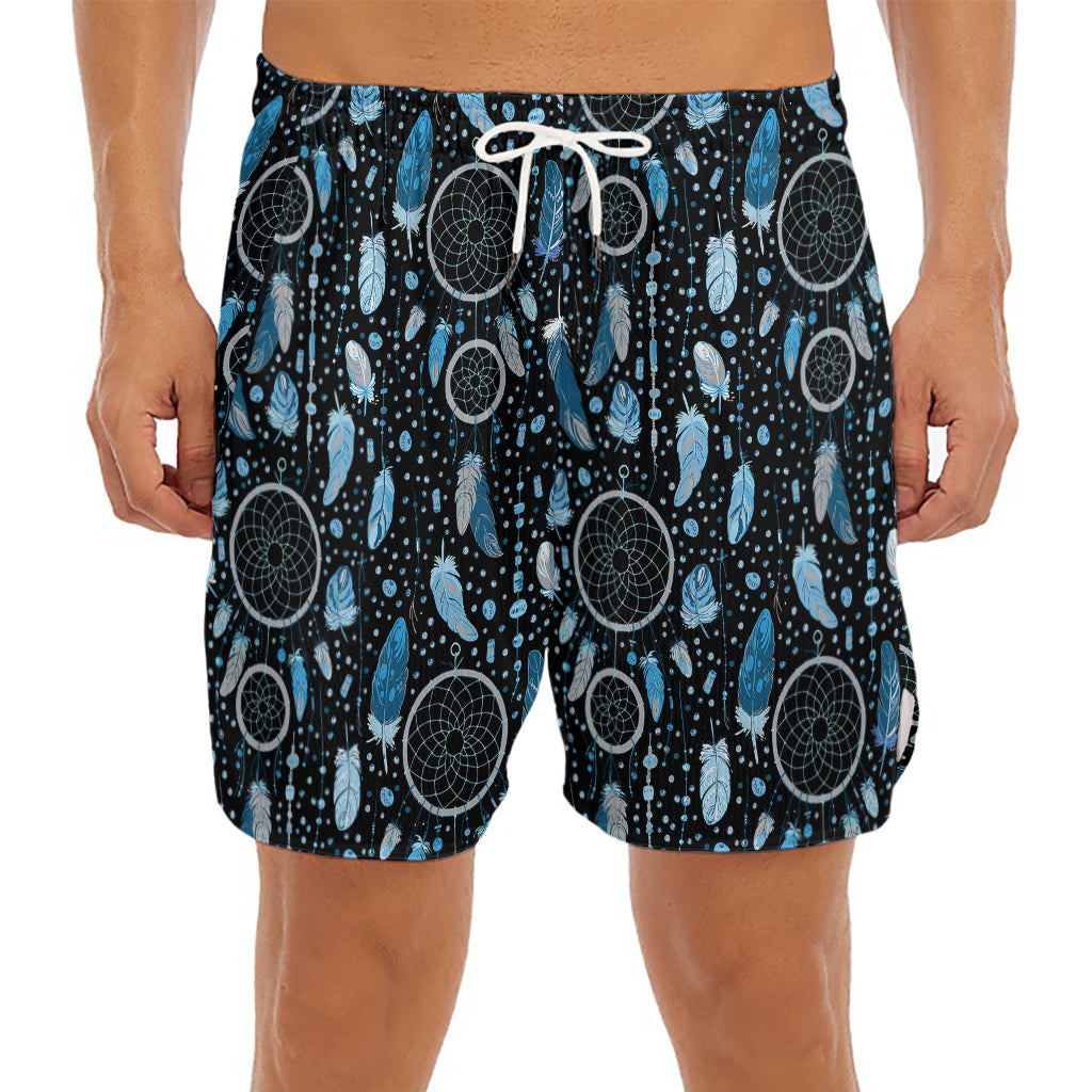 Blue Native Dream Catcher Pattern Print Men's Split Running Shorts