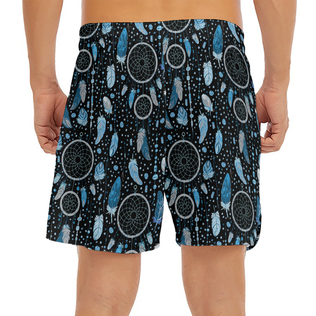 Blue Native Dream Catcher Pattern Print Men's Split Running Shorts