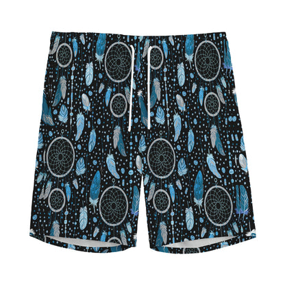 Blue Native Dream Catcher Pattern Print Men's Sports Shorts