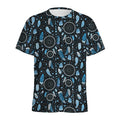 Blue Native Dream Catcher Pattern Print Men's Athletic T-Shirt