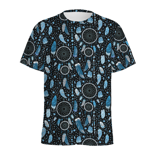 Blue Native Dream Catcher Pattern Print Men's Sports T-Shirt
