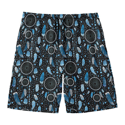 Blue Native Dream Catcher Pattern Print Men's Swim Trunks