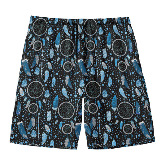Blue Native Dream Catcher Pattern Print Men's Swim Trunks