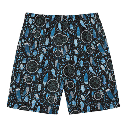 Blue Native Dream Catcher Pattern Print Men's Swim Trunks
