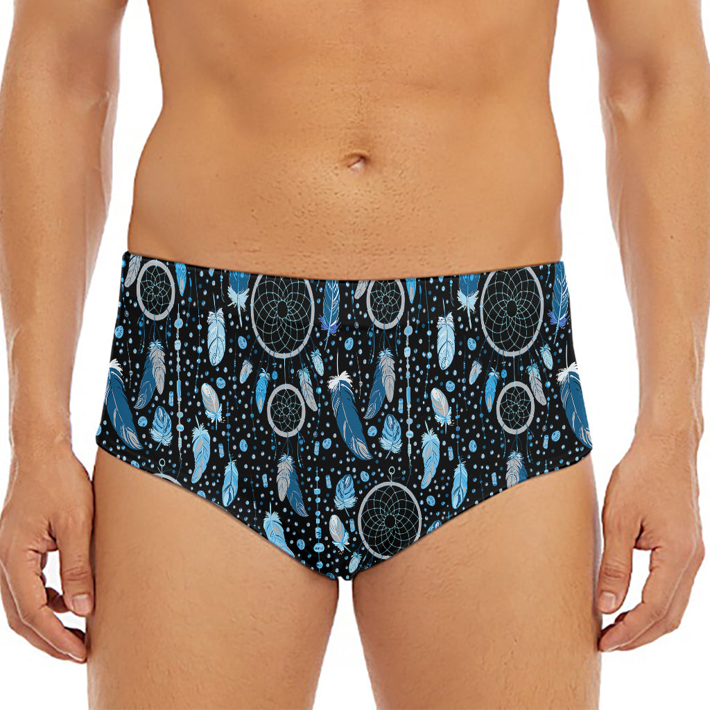 Blue Native Dream Catcher Pattern Print Men's Triangle Swim Briefs