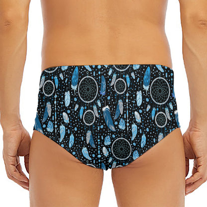Blue Native Dream Catcher Pattern Print Men's Triangle Swim Briefs