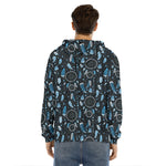 Blue Native Dream Catcher Pattern Print Men's Velvet Pullover Hoodie