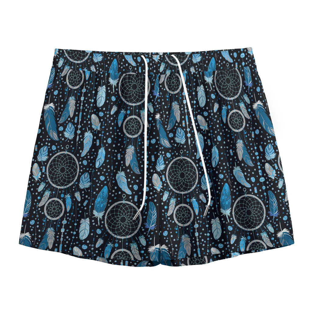 Blue Native Dream Catcher Pattern Print Mesh Shorts