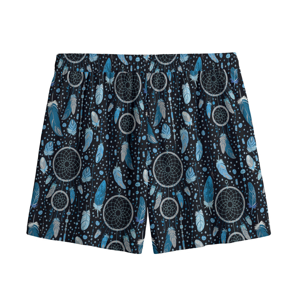Blue Native Dream Catcher Pattern Print Mesh Shorts