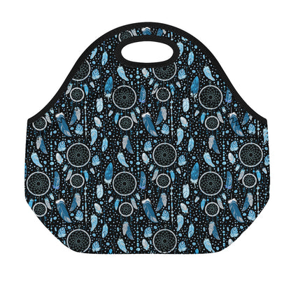 Blue Native Dream Catcher Pattern Print Neoprene Lunch Bag