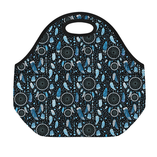 Blue Native Dream Catcher Pattern Print Neoprene Lunch Bag