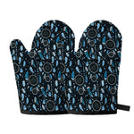 Blue Native Dream Catcher Pattern Print Oven Mitts