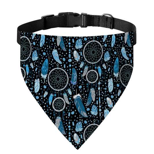 Blue Native Dream Catcher Pattern Print Over The Collar Dog Bandana